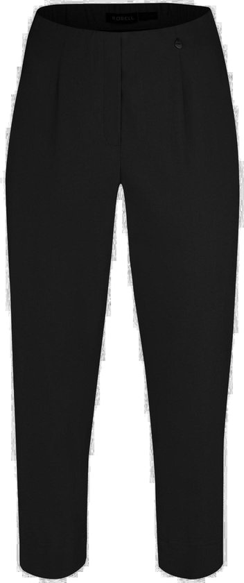 Pantalon noir 3/4 Robell avec plis, fermeture boutonnée et ourlet retourné.