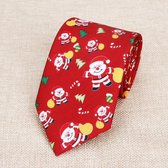 Kerststropdas Rood met Kerstmannen