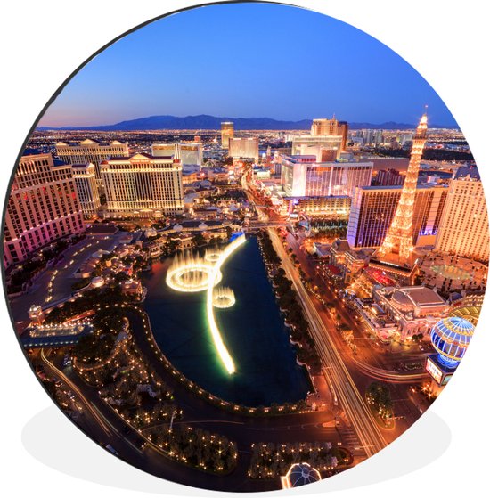 Cercle mural Las Vegas 2 aluminium - Cityscape Las Vegas le soir - ⌀ 60 cm