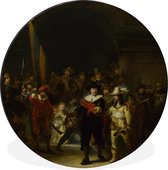 WallCircle - Wandcirkel - Muurcirkel - De Nachtwacht - Schilderij van Rembrandt van Rijn - Aluminium - Dibond - ⌀ 30 cm - Binnen en Buiten