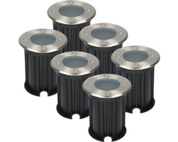 6x HOFTRONIC Maisy - Grondspots LED voor buiten - Rond - RVS - IP65 Waterdicht - Verwisselbare GU10 - Tuinspots en inbouwspots buiten voor in de grond - 3 jaar garantie
