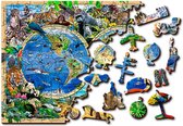 Wooden City - 2in1 - Legpuzzel Animal Kingdom Map 375x25,4cm
