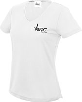 FitProWear Sportshirt V-hals Dames -Wit - Maat L - Sportshirt - T-Shirt - Sportkleding - Sportshirt korte mouwen - Sportshirt Polyester - Dames Shirt - Shirt met V-Hals - Fitness s