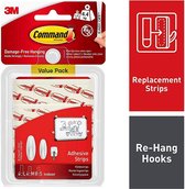 Command™ Haken strips , 17200-ES , transparant, Assortiment, 16 kleef strips 3M voor haken