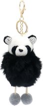 Sleutelhanger Fluffy Panda - 12x6 cm - Zwart