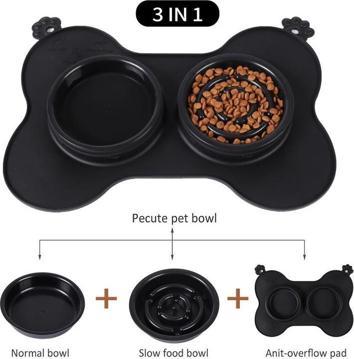 Anti-schrok voerbak Slomo voor hond - Wit Anti-schrok voerbak Slomo voor hond - Wit