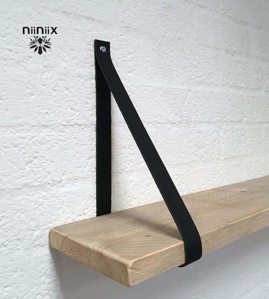 NiiNiiX Leren Plankdragers - 3 x 90 cm - Zwart - Set van 2 - Wandsteun |  bol.com