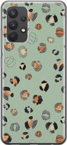 Samsung Galaxy A32 4G hoesje siliconen - Luipaard baby leo - Soft Case Telefoonhoesje - Luipaardprint - Blauw