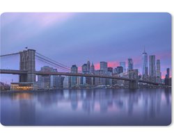 Muismat New York Luxurydeco - New York achter de Brooklyn Bridge muismat rubber - 27x18 cm - Muismat met foto