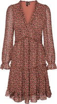 Vero Moda Dames WONDA 7/8 FRILL SHORT DRESS Mocha Bisque jurk - Maat XS