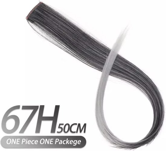 Clip en extension de hair Grijs 1 pièce Duo - faux enfants cheveux - touffe de cheveux enfant - pince à cheveux de carnaval - touffe de cheveux colorés enfant