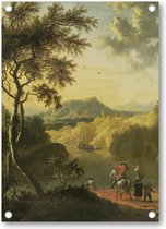 Italiaans landschap met reizigers - Tuinposter 50x70 - Wanddecoratie - Timotheus de Graef - Meesterwerken