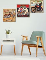 3D Retro hout Vierkant Posters 3 stuks Americans Route 66 Garages