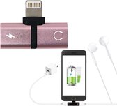 New Mini 2-in-1 Lightning iOS Multi-Function Connector Adapter with Charge Port and Headphone Jack Work up to IOS12 (Rose Gold)