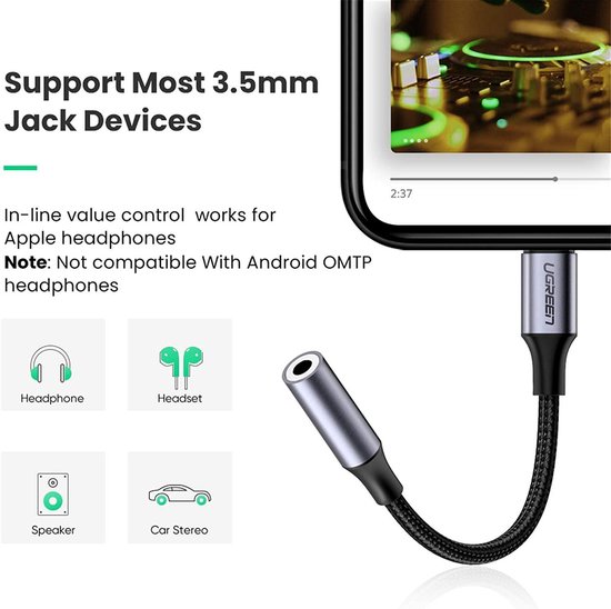 To Reddit Dairle Lightning Naar 3,5 Mm Jack Adapter Voor
