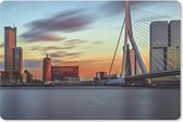 Muismat Rotterdam - Zonsondergang in de Nederlandse stad Rotterdam muismat rubber - 27x18 cm - Muismat met foto