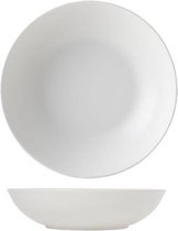 Cosy en Trendy Mat White - Diep Bord - D22cm - Porselein - (Set van 6) en Yourkitchen E-kookboek