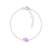 Joy|S - Zilveren hartjes armband - 2 hartjes lila paars - 14 cm + 3 cm