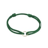 YO&NO - Armband - Satijn - Goud - Groen - Circel Goud - 10mm - 13cm tot 26cm - Poli - Sieraden vrouw -  14 Karaat - Goud 585