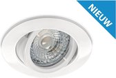 Norton inbouwspot met dimbare Phllilps LED lamp, Lichtkleur 3000K Warm wit licht. GU10 fitting, 230V. wit rond. Set van 5 stuks. Boormaat 71-76mm. Buitenmaat 82mm