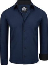 Heren overhemd Navy - Blauw - Rusty Neal - r-44