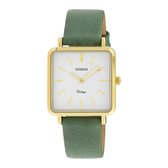 OOZOO Vintage series - Gouden horloge met graniet groene leren band - C9943 - Ø29