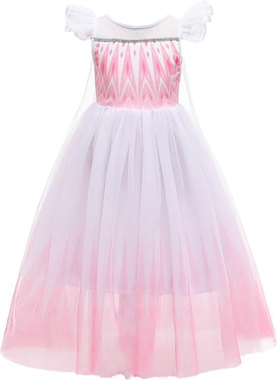 Prinses - Roze Elsa jurk - Prinsessenjurk - Verkleedkleding - Feestjurk - Sprookjesjurk - Roze - 134/140 (8/9 jaar)