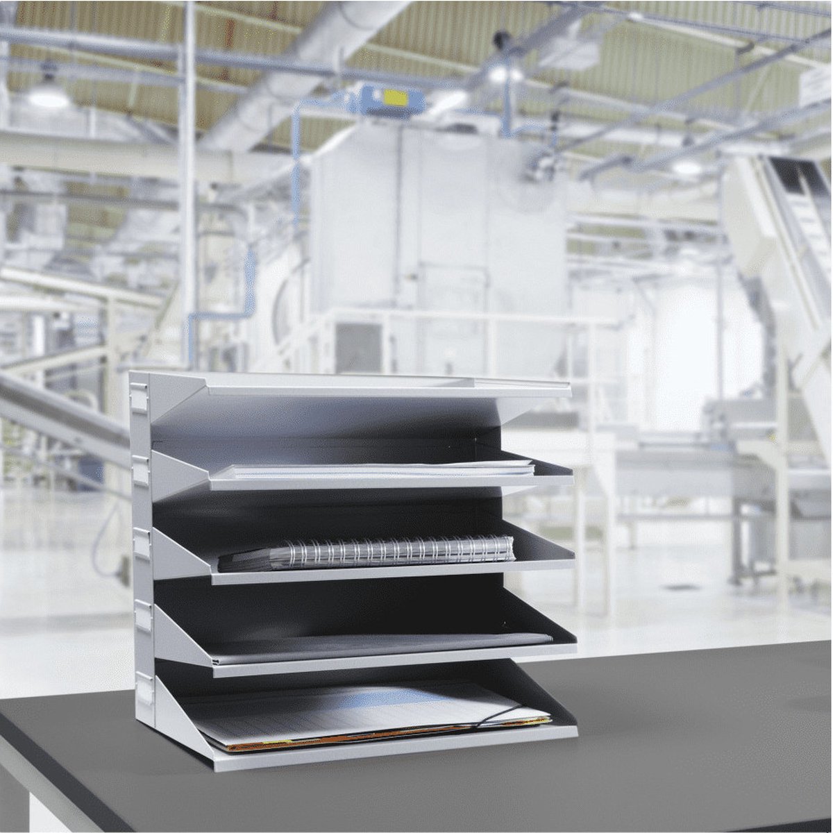 DURABLE sorteerrek, staal, 5 vakken, lichtgrijs