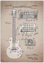 Wandbord: Patent Gitaar uit 1953 - 30 x 42 cm