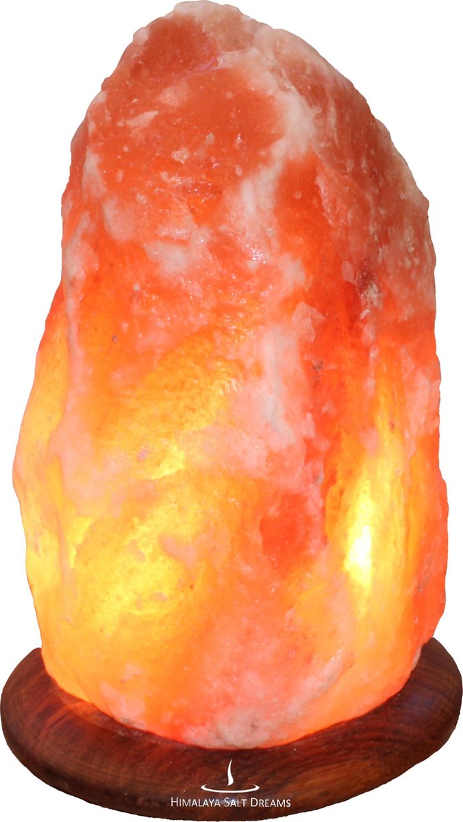 Sel de l'Himalaya Lampe sel gemme 5-7 kg, avec base en bois - Lampe de  table - Lampe