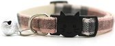 Kattenhalsbandje - Kattenhalsband met belletje - Geruit - Roze