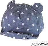 Bonnet pour Bébé avec oreilles de Jumada - Chapeau de soleil pour Enfants avec oreilles - Chapeau Bébé à pois - Katoen - Bleu foncé
