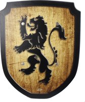 Heraldische schild met afbeelding van leeuw, houten speelgoed