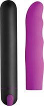 XL Bullet & Wavy Silicone Sleeve - Purple - Bullets & Mini Vibrators -
