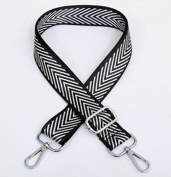 Bag Strap - Bagstrap - Tassenriem - Schouderband - Verstelbaar - Zwart/Wit Zebra Print - Zilveren Gesp
