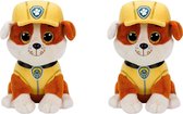 Ty Paw Patrol knuffel  2x zachte knuffels Rubble 15 cm - Kinder poppen speelgoed hondjes Nickelodeon