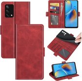 Oppo A74 4G hoesje - MobyDefend Luxe Wallet Book Case (Sluiting Zijkant) - Rood - GSM Hoesje - Telefoonhoesje Geschikt Voor: Oppo A74 4G