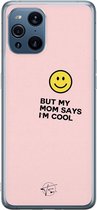 Oppo Find X3 hoesje - I'm cool quote - Soft Case Telefoonhoesje - Roze