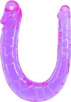 Twin Head Jelly Penis Dong - Purple - Double Dildos -
