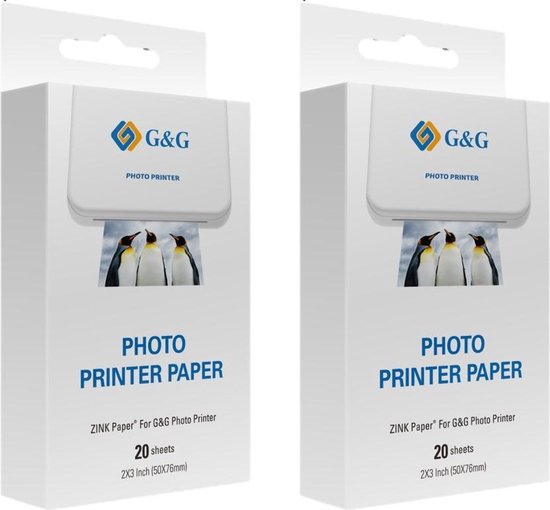 per ongeluk Ontdek gehandicapt G&G Zink Zelfklevend fotopapier- 2 * 3 inch (5 x 7,6cm) - 40 sheets |  bol.com