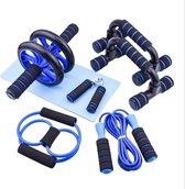 BALENSE Ab Roller- Buikspiertrainers- Fitness mat- Push up bar- Springtouw- Met Kniemat