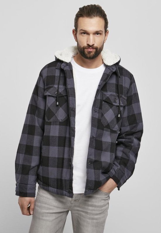 Brandit Jacke Lumberjacket hooded in Black/Grey-XXXXXL