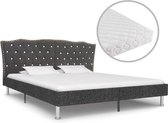vidaXL Bed met matras stof donkergrijs 180x200 cm
