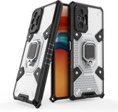 Voor Xiaomi Redmi Note 10 Pro Space PC + TPU schokbestendig hoesje met ringhouder (wit)