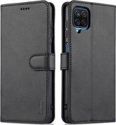 Voor Samsung Galaxy A12 5G AZNS Huid Voelen Kalf Textuur Horizontale Flip Lederen Case met Kaartsleuven & Houder & Portemonnee (Zwart)
