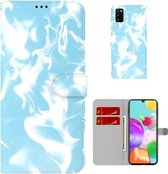Voor Samsung Galaxy A41 Cloud Fog Pattern Horizontal Flip Leather Case met houder & kaartsleuf & portemonnee (hemelsblauw)