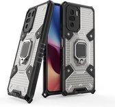 Voor Xiaomi Redmi K40 Space PC + TPU schokbestendig hoesje met ringhouder (grijs)