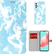 Voor Samsung Galaxy A32 5G Cloud Fog Patroon Horizontale Flip Lederen Case met Houder & Kaartsleuf & Portemonnee (Hemelsblauw)