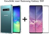 Samsung S10 Hoesje - Samsung Galaxy S10 hoesje shock proof case hoes hoesjes cover transparant - Full Cover - 1x Samsung S10 screenprotector