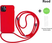 Apple| Furlo - Iphone 12 PRO MAX (Rood) met koord + gratis screenprotector/beschermglas